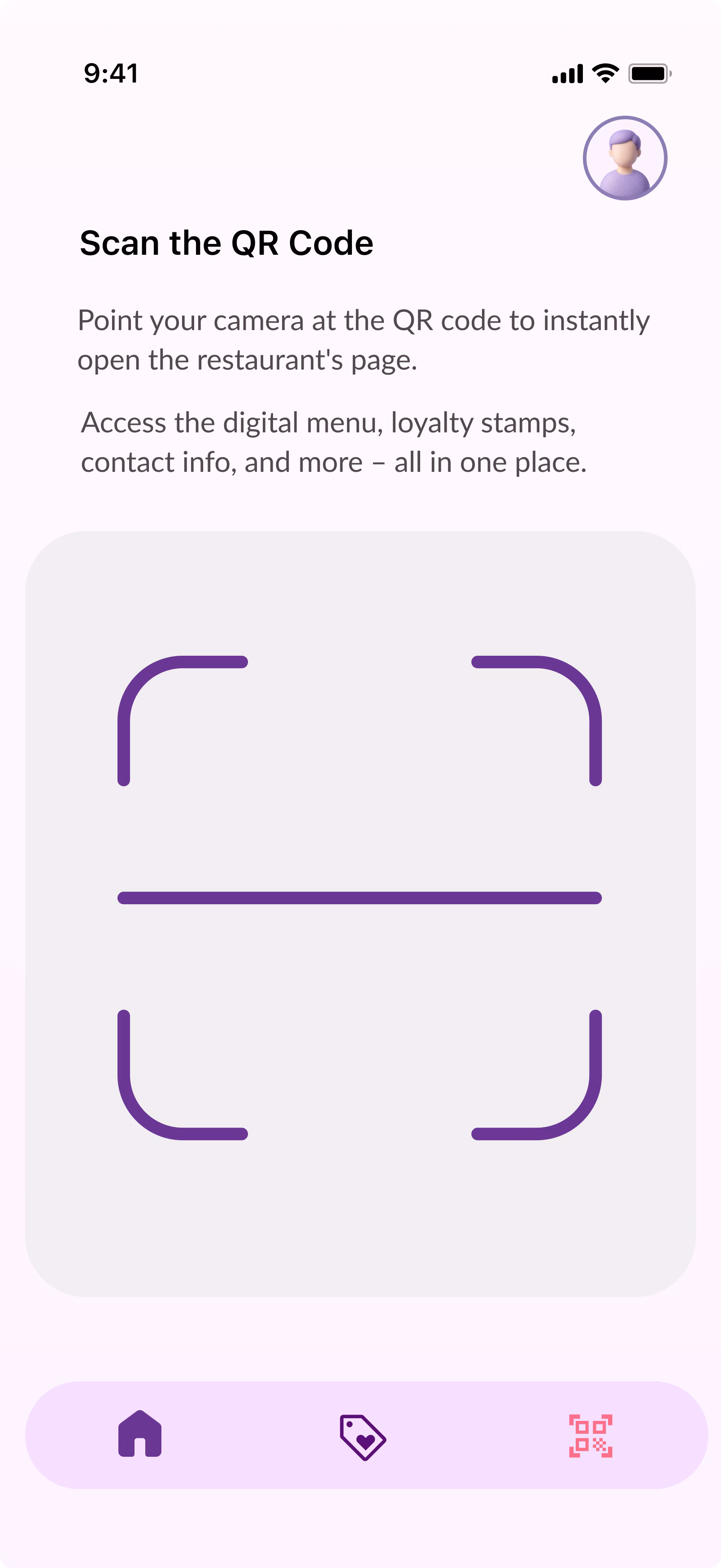 Foods Love QR scan screen